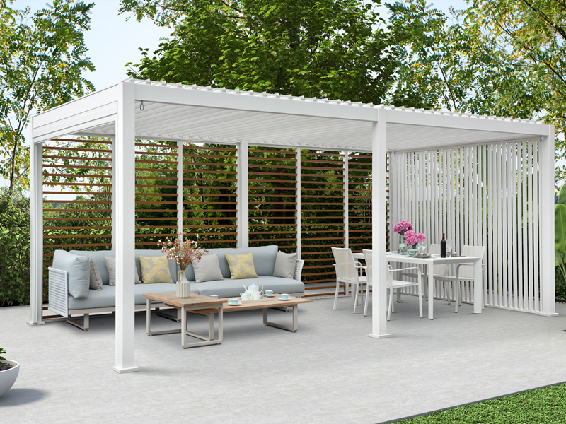 Charming Outdoor Waterproof Aluminum Bioclimatic Louver Pergola JOYESERYSunshades For Garden Cafe Restaurants